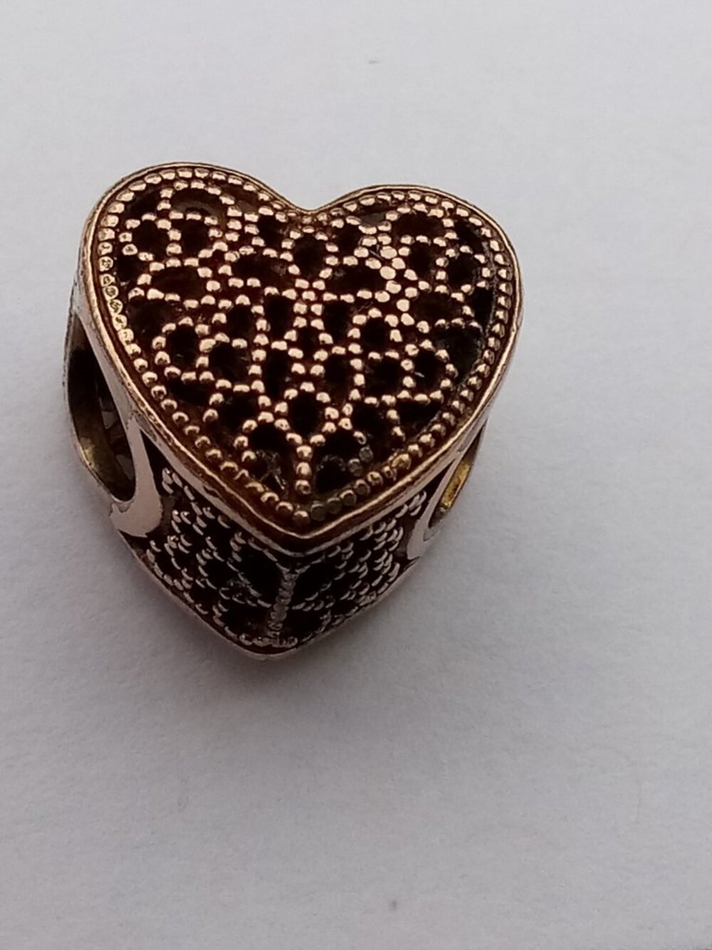 Pandora Heart Filigree Charm Bead in Antique Gold - Women Jewelry